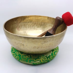 Master Healing Golden Dim Singing  Bowl from Nepal- Tibetan Singing Bowl-Meditation-Sound bath-Healing Bowl-Sound Therapy- Free Mala