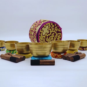 Hand Beaten Singing Bowl Set of Seven-Tibetan Singing Bowl-Meditation-Mindfulness-Yoga-Healing Bowls
