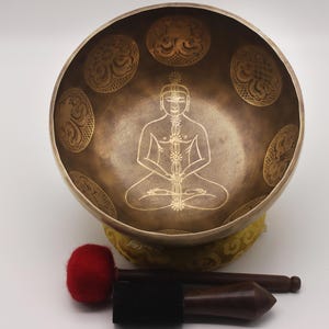 12 inches  Special Yogi Carving Bowl, Tibetan Mantra Bowl from Nepal, Spiritual Singing Bowl, Om Singing Bowl from Nepal - Himalayan Sound