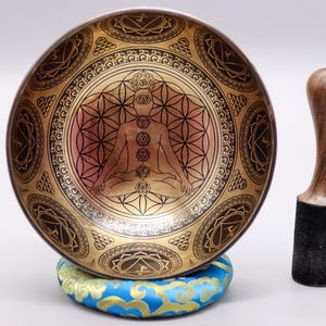 E Note Ram Mantra Etching with Yogi 8.5 Inch Singing Bowl-Tibetan Singing bowl From Nepal, Healing Bowls , Singing Bowl Sets