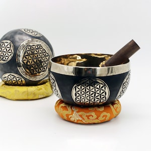 Flower of Life Carving  6 inches  Singing Bowl from Nepal- Tibetan Singing Bowl-Meditation-Sound bath-Healing Bowl-Sound Therapy