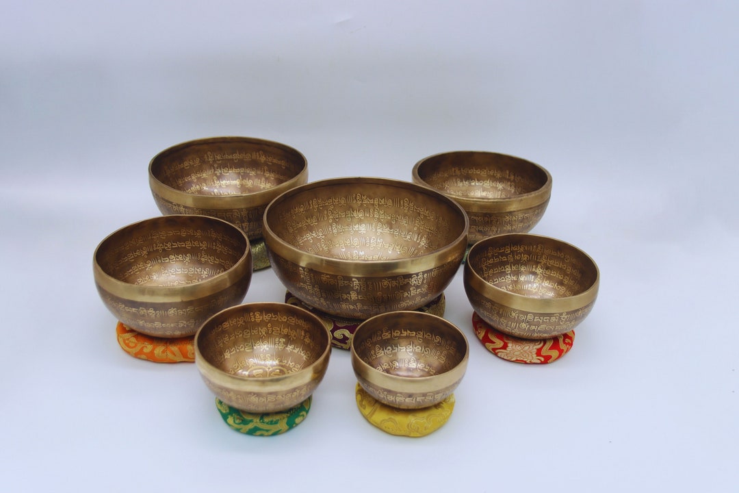 Full Mantra Chakra Notes Sets of Seven Singing Bowl From Nepal -tibetan ...