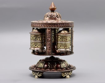 8 inches 5 wheel Handmade Tibetan spinning Prayer wheel, Buddhist prayer wheel