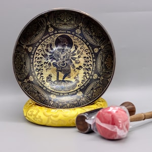 10 Inches Ganesh Etching- Super fine Carving bowls, Healing Singing bowls, Tibetan Singing bowl From Nepal