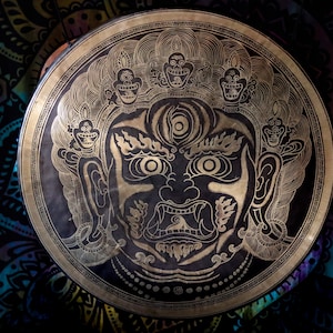 Nepali Deity Vairav Carving Gong 50-100 cm -Tibetan Singing Meditation Gongs - Gong From Nepal. Bath Sessions Gongs.
