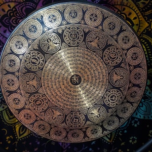 Tibetan Om Buddha Carving Gong 50-100 cm -Tibetan Singing Meditation Gongs - Gong From Nepal. Bath Sessions Gongs