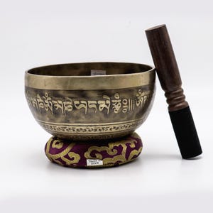 Special Fine Tibetan Carving Spiritual Singing Bowl from Nepal, Tibetan Mantra Bowl, Carving Singing Bowl - Himalayan Sound