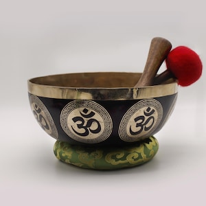9 inches Om Carving Bowl, Singing Bowl from Nepal,  Spiritual Singing Bowl, Tibetan Singing Bowl - Himalayan Sound