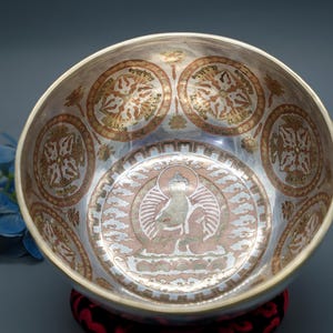 10 Inch Silver Plated Buddha Etching Singing Bowl-Tibetan Singing bowl From Nepal