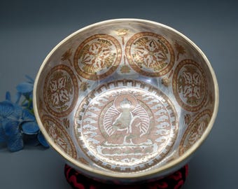 10 Inch Silver Plated Buddha Etching Singing Bowl-Tibetan Singing bowl From Nepal