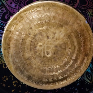 Sanskrit Mantra Carving Gong 50-100 cm -Tibetan Singing Meditation Gongs - Gong From Nepal. Bath Sessions Gongs
