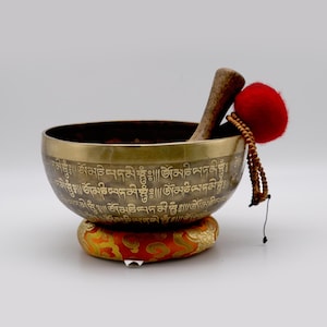 Special Fine Tibetan Handicraft Carving Bowl, Singing Bowl from Nepal, Spiritual Singing Bowl, Tibetan Mantra Singing Bowl - Himalayan Sound