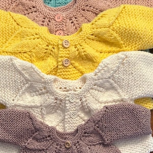 Handmade Knit Baby Set: Leaf Pattern Sweater and Cap