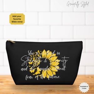 Personalized Christian Accessory Pouch: Strength & Dignity Cosmetic Bag