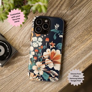 Floral Christian Phone Case: Personalized Bible Verse Tough Case