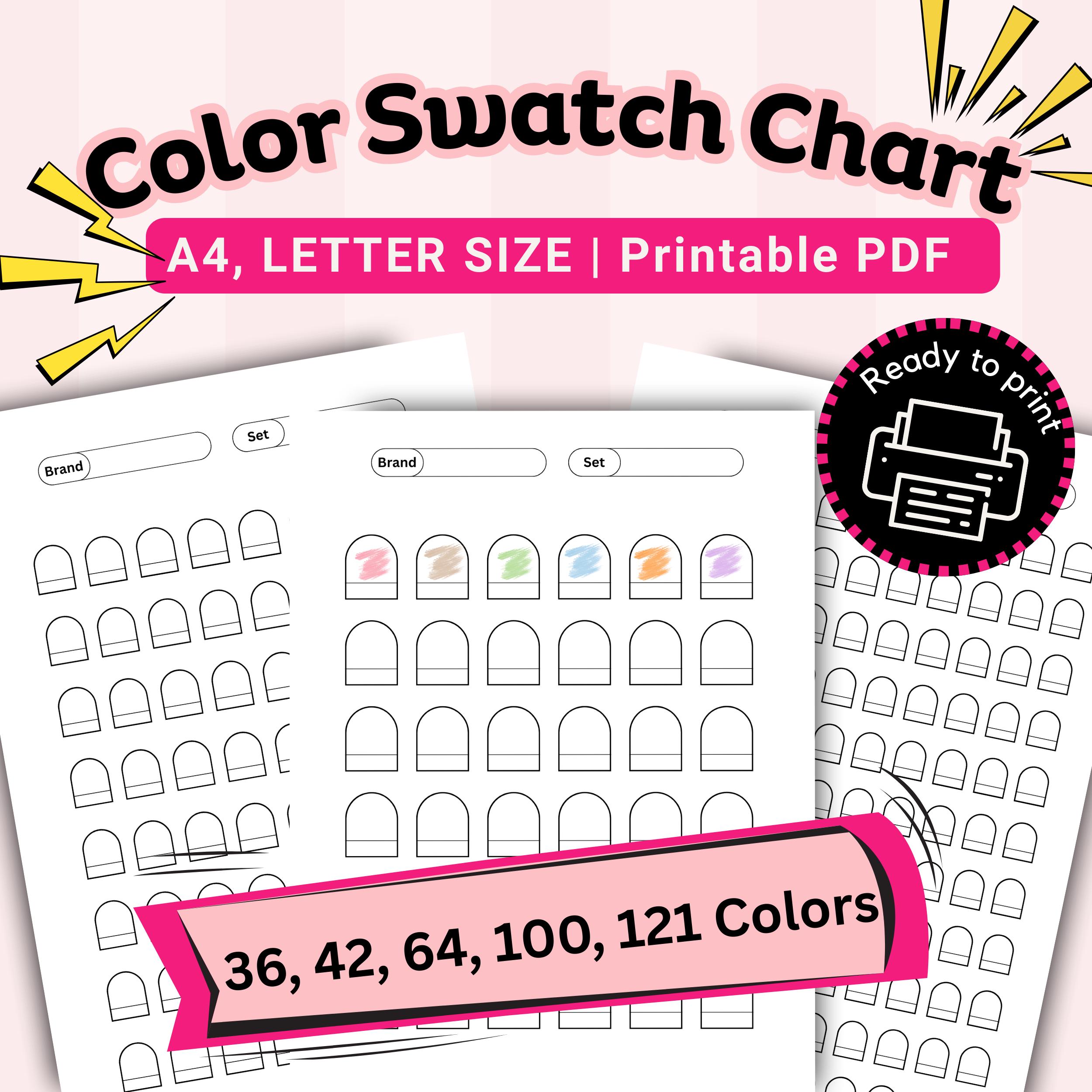 5printable Color Swatch Arch Shape Charts PDF | Art Supply Organizer ...