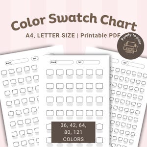 5 Printable Color Swatch Banner Charts PDF | Art Supply Organizer ...