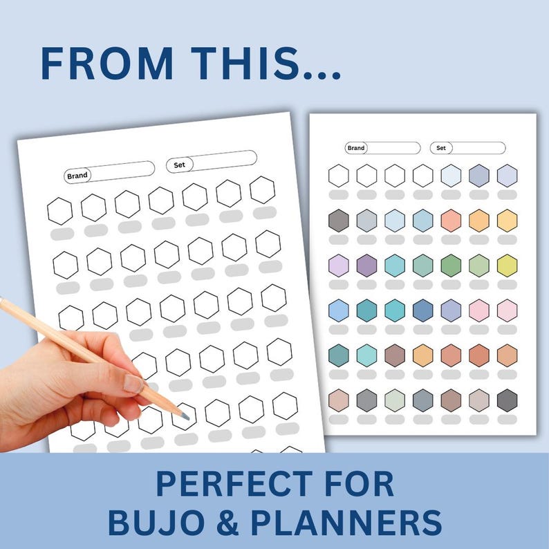 Printable Color Swatch Chart PDF – 36, 42, 64 Color Hexagon Palette for ...