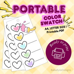 Druckbare Farbkarte - Aquarell, Bleistift, Marker | Material Tracker | Portable PDF Sofort-Download