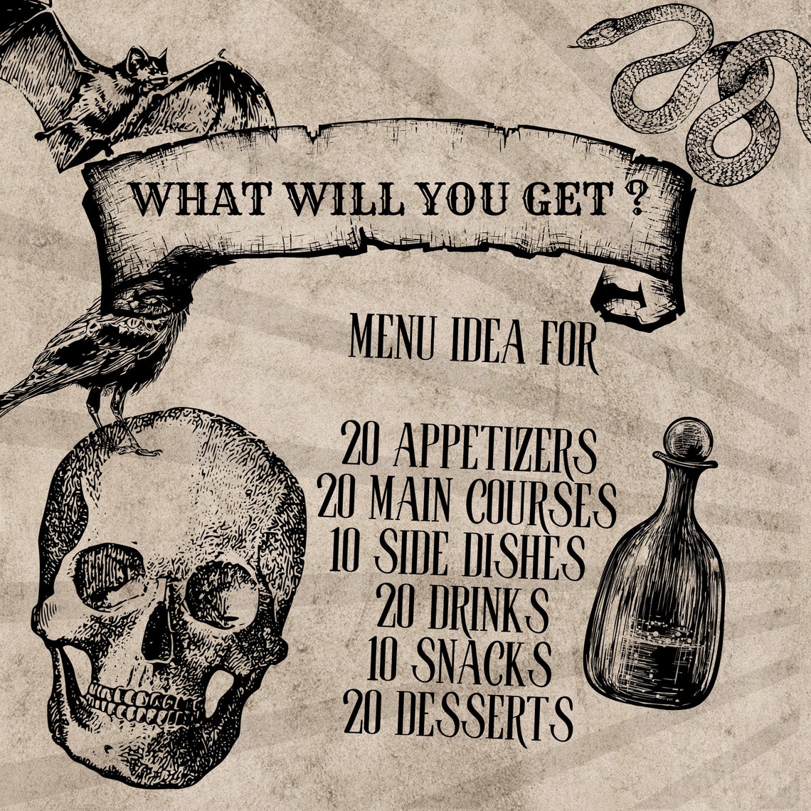 100 Halloween Menu Ideas, Digital Download, Instant Download Halloween