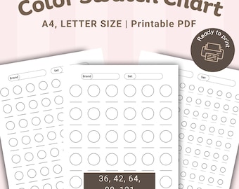 Portable Color Chart 3 Printable Portable Color Swatch Charts PDF | Art Supply Organizer ...