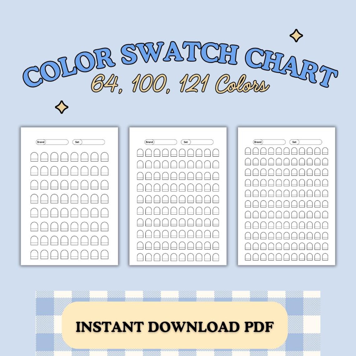 3 Printable Color Swatch Arch Shape Charts PDF |art Supply Organizer ...