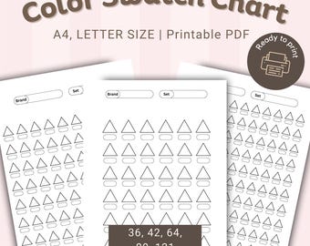 Portable Color Chart 3 Printable Portable Color Swatch Charts PDF | Art Supply Organizer ...
