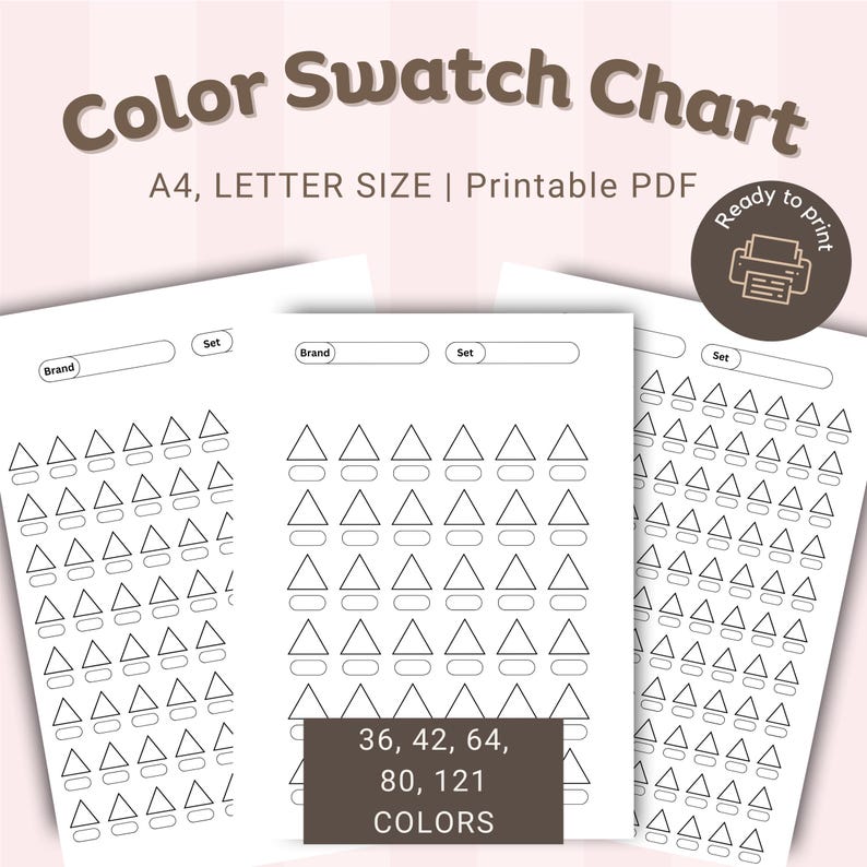 Colourful Text Shape Chart.pdf 5 Printable Color Swatch Charts PDF | Art Supply Organizer | Marker ...
