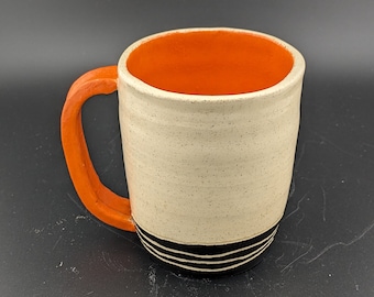 Vibrant Orange Mug, Handmade Modern Mug, Coffee Mug