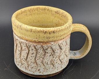 Handthrown Coffee Mug - Carved Design