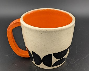 Handmade Coffee Mug, One of a Kind Mug, Orange Handle Mug