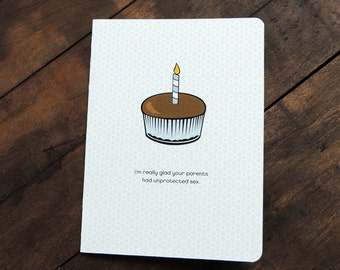 Carte d'anniversaire drôle et inappropriée, petit gâteau Sexe non protégé