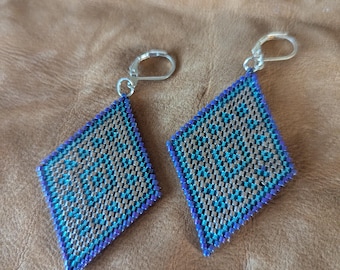 Boucles d'oreilles pendantes en argent et turquoises