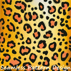Leopard Print Seamless Pattern, Cheetah Animal Texture Background Digital Paper, Gold, (PNG, 300 DPI)