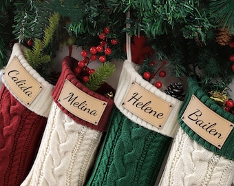 Personalized Knit Christmas Stockings, Family Name, Holiday Decor