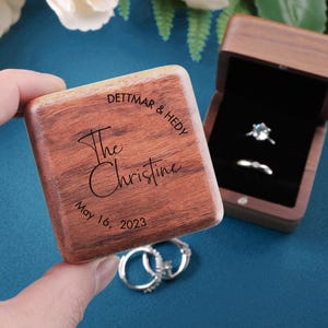 Personalisierte Ringbox, Eheringbox, Jubiläumsgeschenk, Ringbox mit Gravur, benutzerdefinierte gravierte Verlobungsvorschlagshalter, Aufbewahrung für 2 Ringe