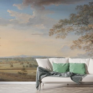 Pastoral Landscape Wallpaper, Vintage Countryside Scene Peel and Stick ...