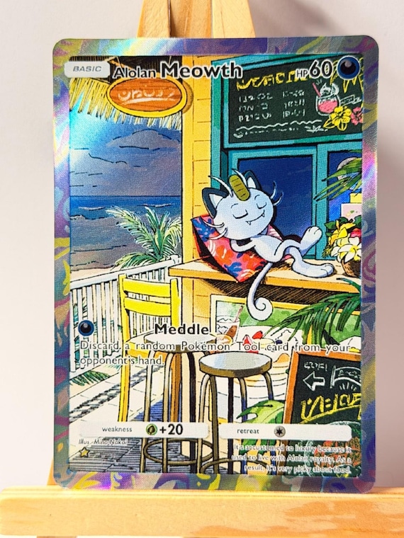 alolan meowth holographic card Pokemon TCG - Alolan Meowth Sun & Moon Promo Holographic Card SM43 main image 1