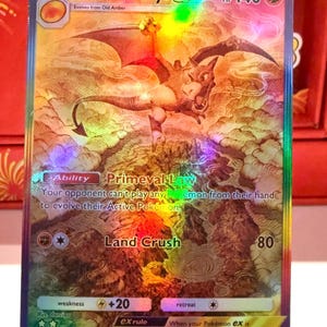 Tarjeta holográfica personalizada de bolsillo Aerodactyl de Pokémon TCG, con ilustración artística completa, Apex genético, Isla mítica, Space Smackdown, Shining Revelry, Triumphant.