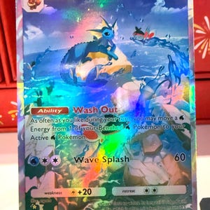 Vaporeon Pokemon tcg Pocket Illustration artistique complète personnalisée carte Holo Apex génétique île mythique espace Smackdown festivités triomphantes