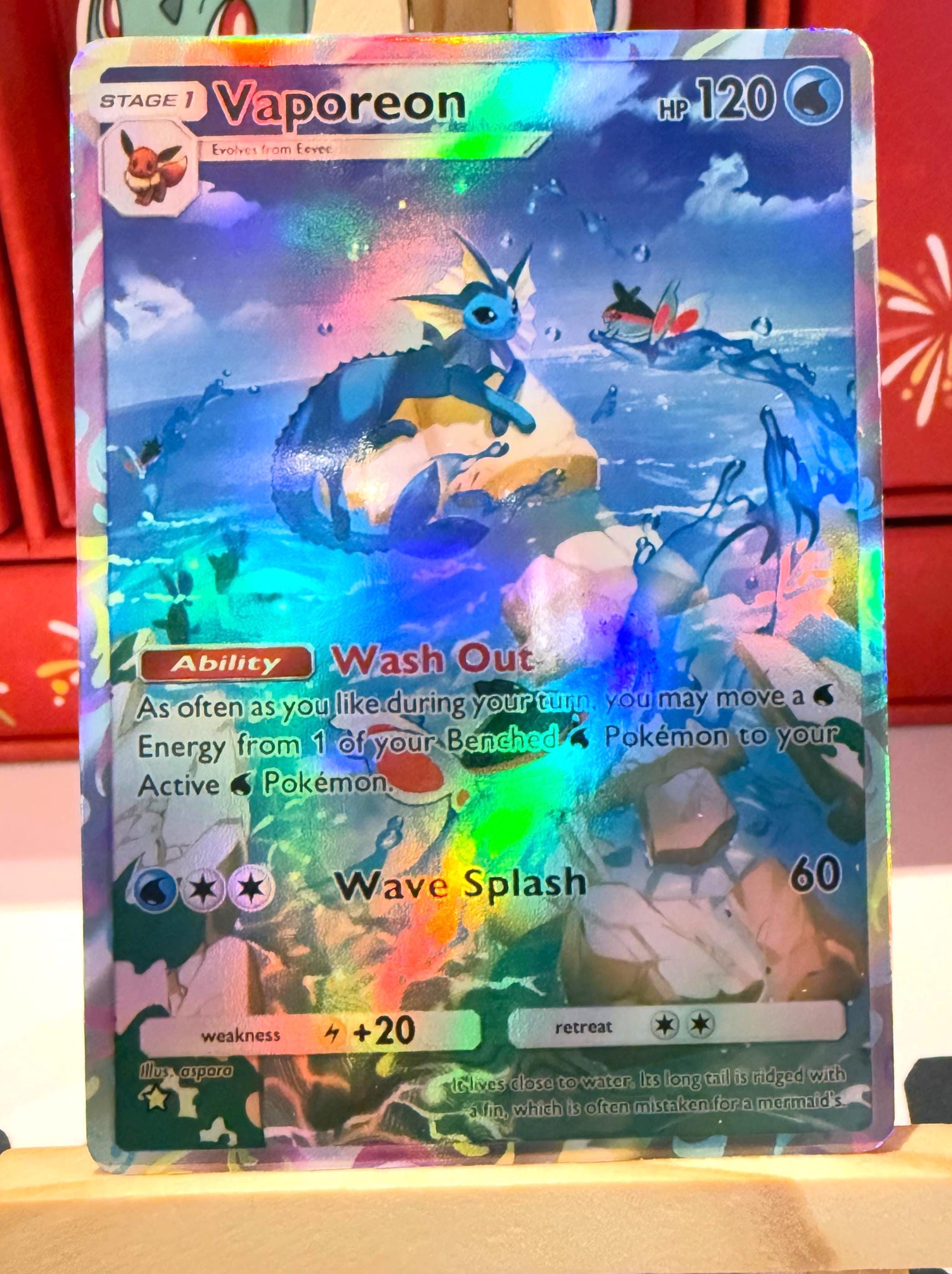 Vaporeon Pokemon Tcg Pocket Custom Full Art Illustration Holo Card Genetic  Apex Mythical Island Space Smackdown Shining Revelry Triumphant - Etsy