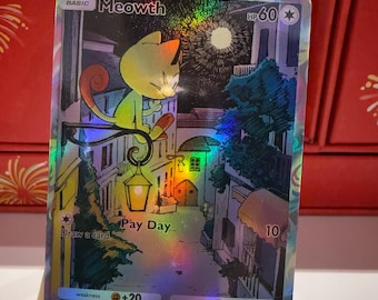 Meowth Pokemon Tcg Pocket Custom Full Art Illustration Holo Card