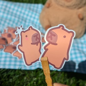 So Happy to See You Capybara Duo-vinylstickers | Bijpassende stickers voor stellen en BFF | Sticker voor laptops, bidons en notebooks