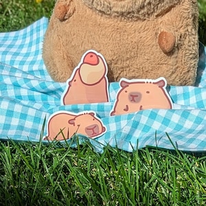 Really Dumb Capybara Vinyl Stickers | Adorable Animal Decals for Laptops, Water Bottles | Cute Cartoon Kawaii Capy Gifts
