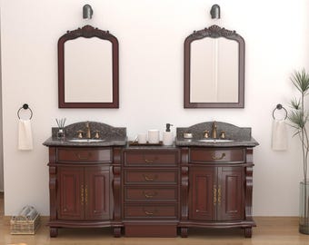 78 Inch Traditional Style Solid Wood Hopkinton Double Sink Bathroom Vanity Set