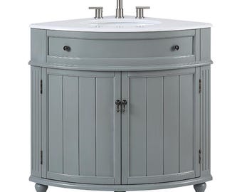 24 inch Corner Design Vanity with Elegant Quartz Top