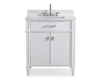 30 Inch Durand Modern White Bathroom Sink Vanity with Stone Counter Top
