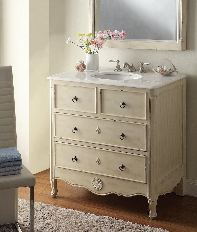 34 Inch Cream Daleville Cottage Style Bathroom Sink Vanity - Etsy