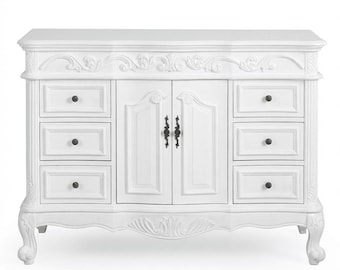 Beckham Traditional Antique White Cabinet & Vanity Base