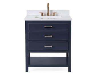 30 inch Felton Navy Blue Modern Single Sink Bathroom Vanity